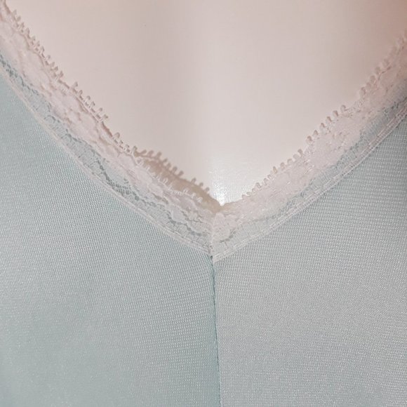 Vintage Aqua Blue Sleeveless Keyhole Nylon Nightgown L - Picture 6 of 7